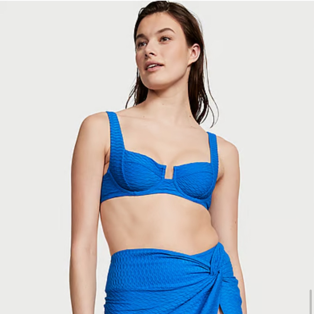 VICTORIA SECRET SHOCKING BLUE BIKINI TOP ONLY 34DDD WORN ONCE